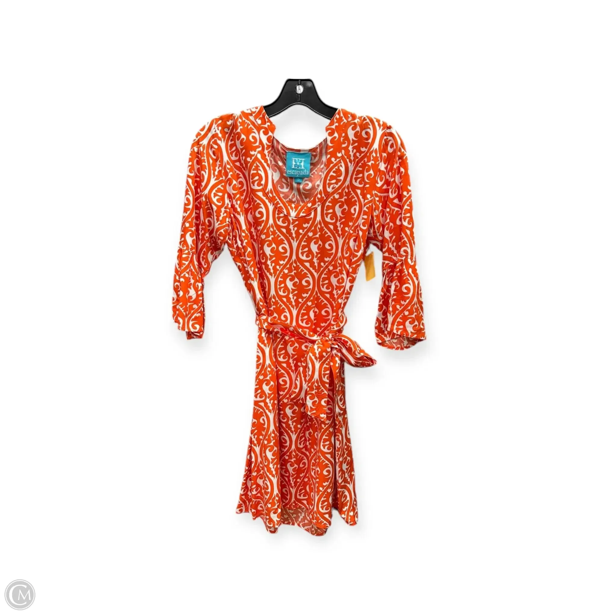 Dress Casual Midi By Escapada Living In Orange & White, Size: S