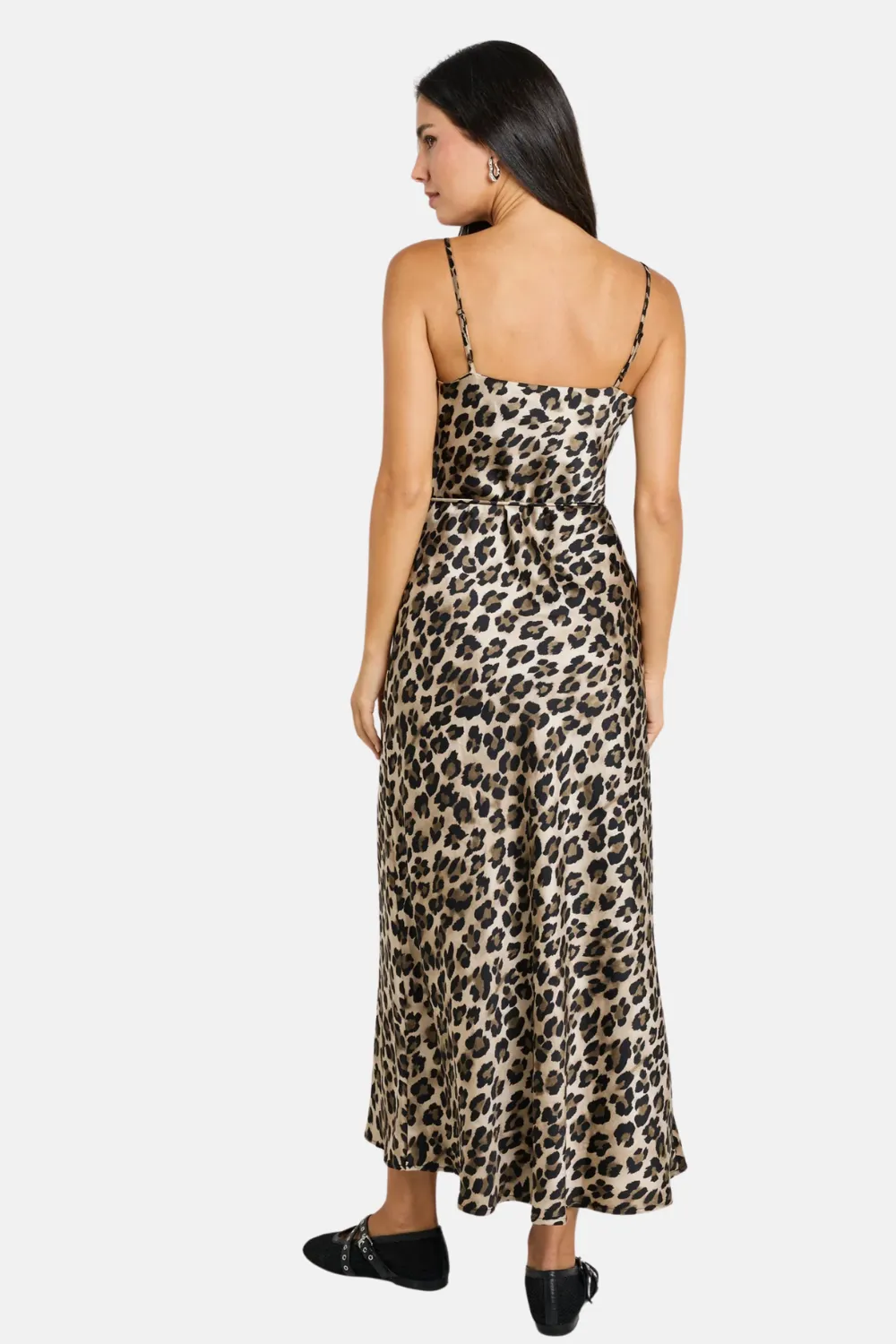 Exhibition Animal Satin V Neck Slip Dress