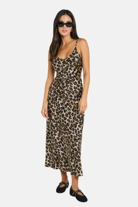 Exhibition Animal Satin V Neck Slip Dress