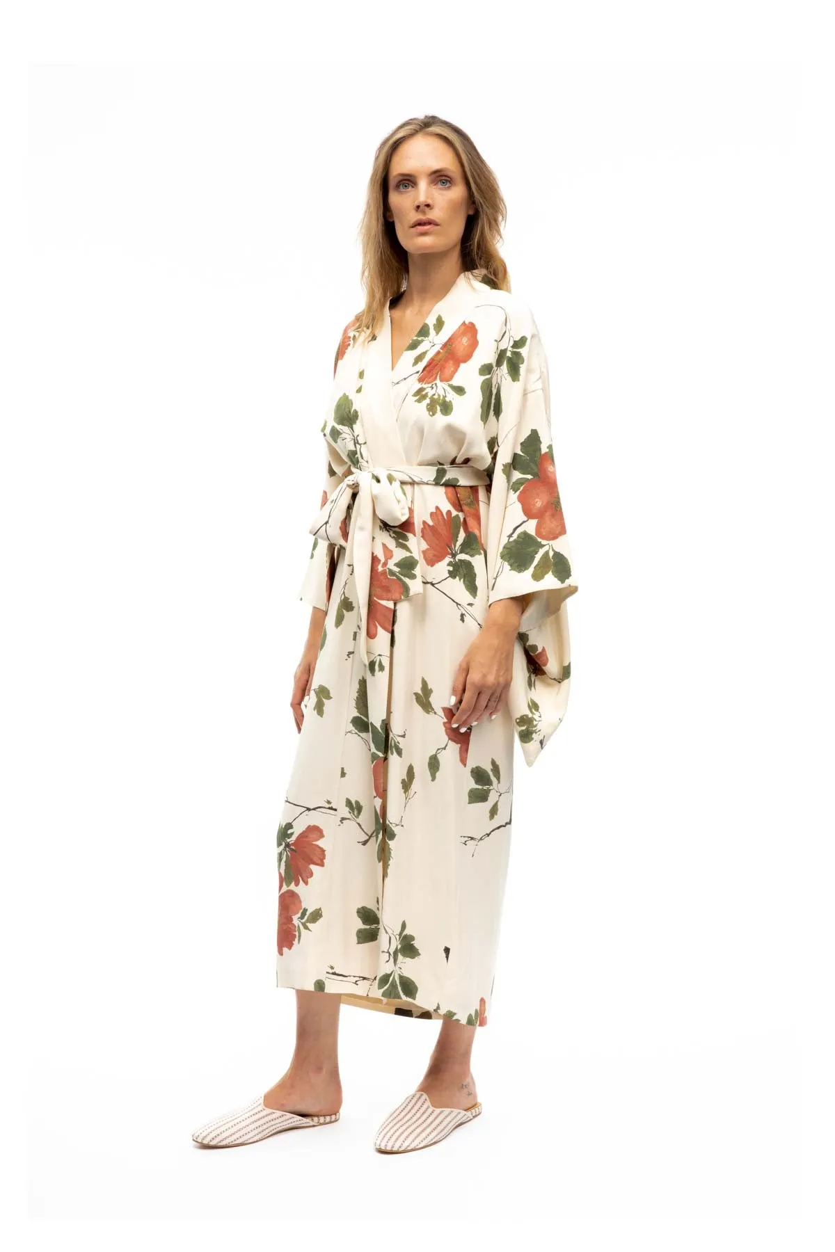 Floral Silk Kimono & Slip