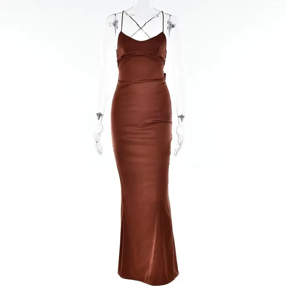 Gia Satin Backless Maxi Dress