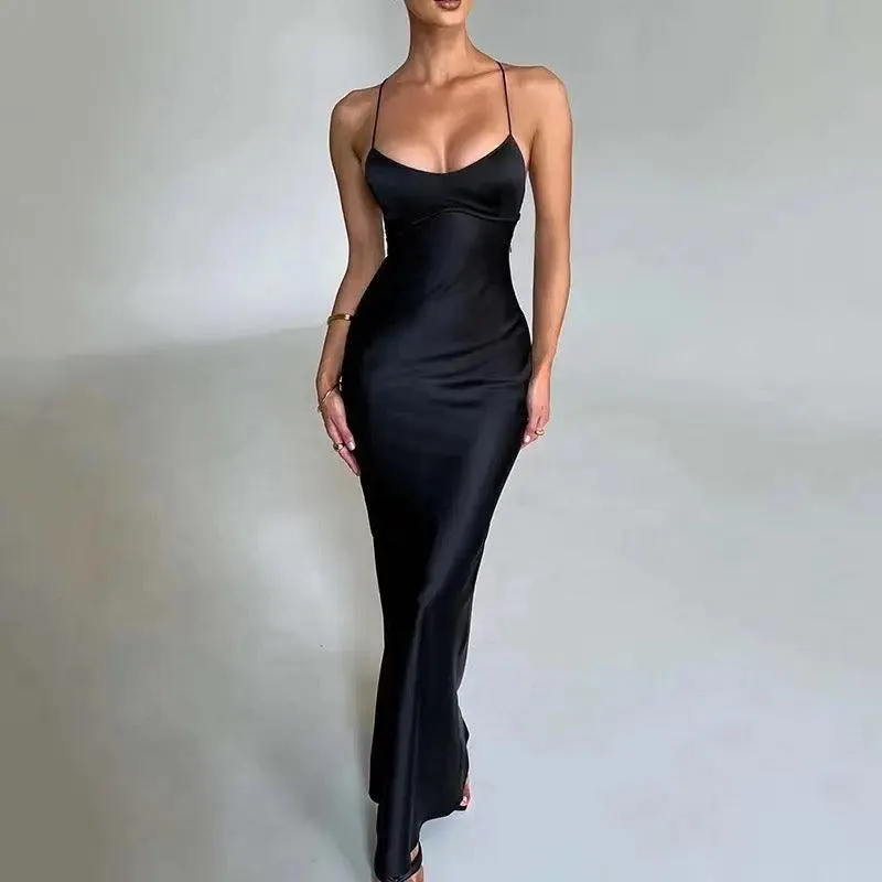 Gia Satin Backless Maxi Dress