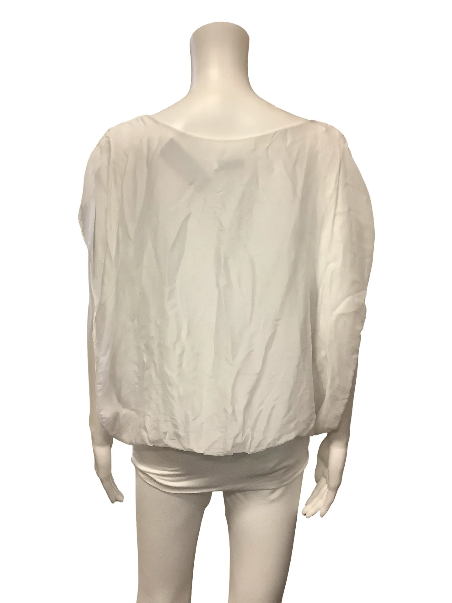 Gigi Moda Top White Sheer Cap Sleeve Size: M