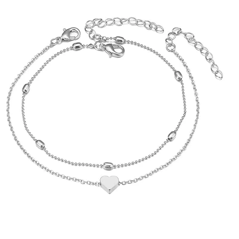 Glitter Double layer love Anklet