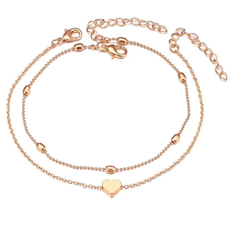 Glitter Double layer love Anklet