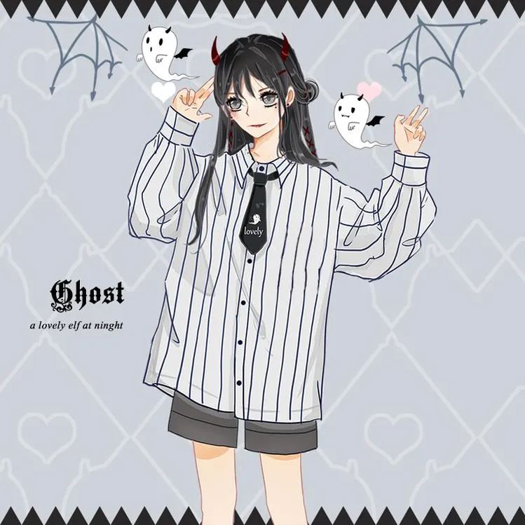 Halloween Gothic Baseball Jacket Little Ghost Coat Blouse