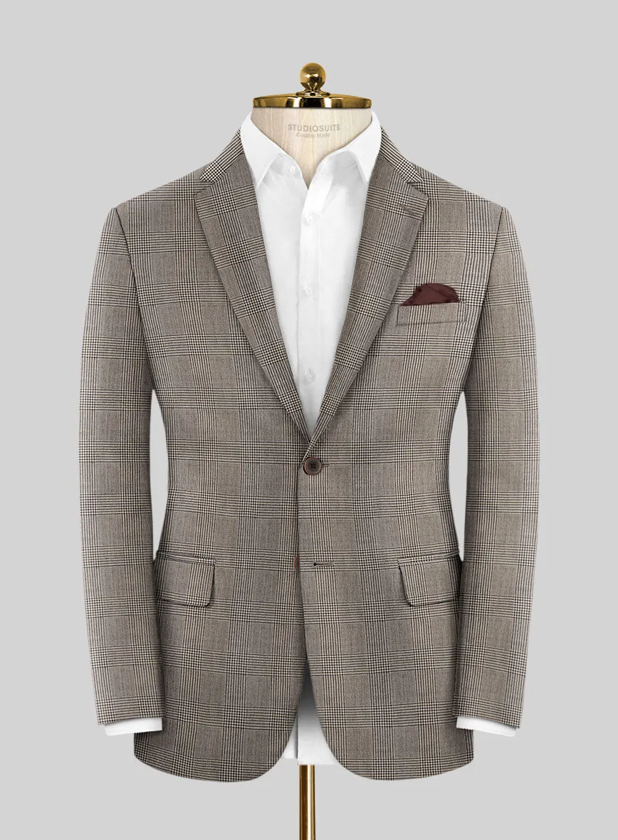Hardy Minnis Beige Prince of Wales Wool Jacket