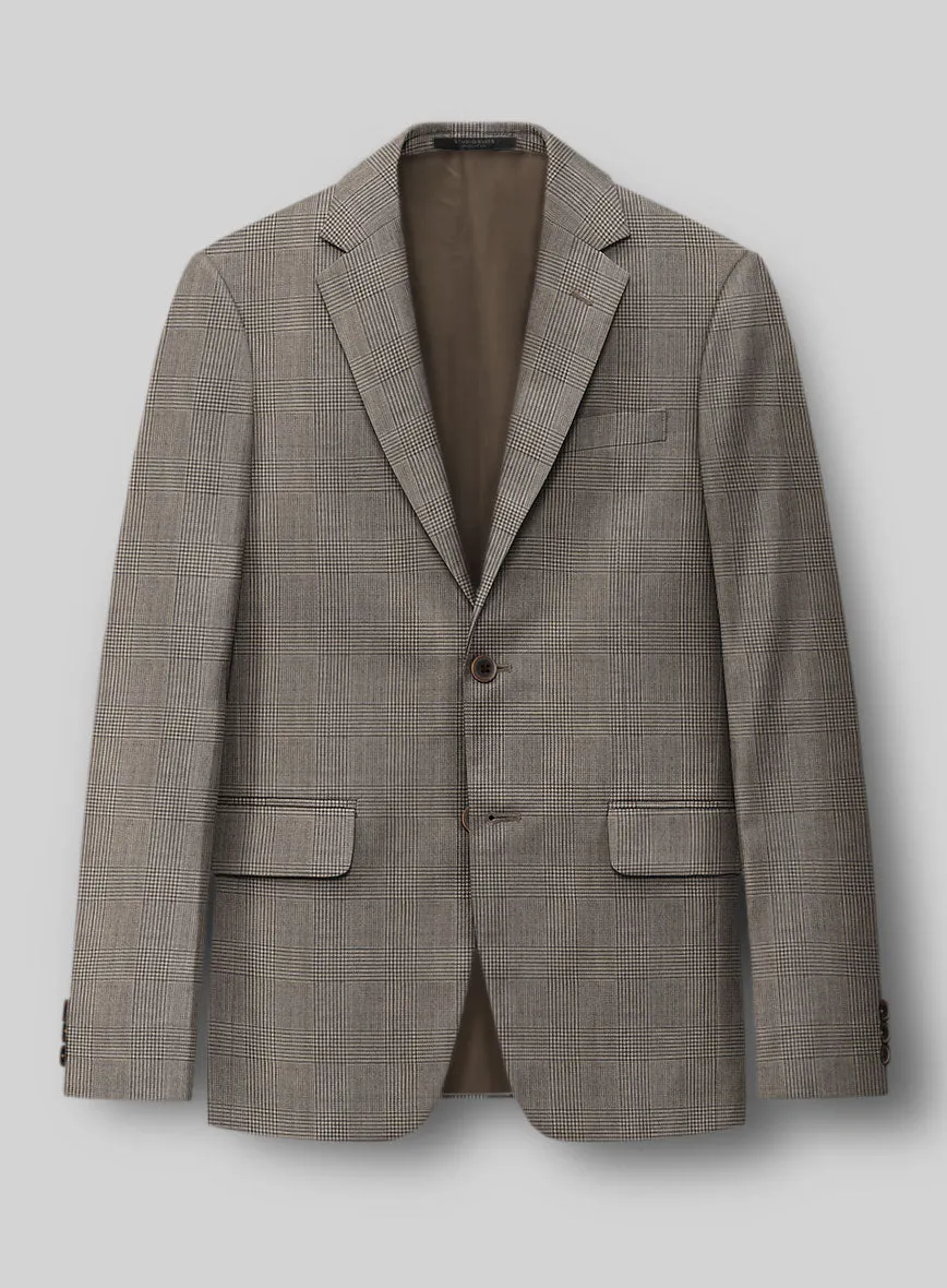 Hardy Minnis Beige Prince of Wales Wool Jacket