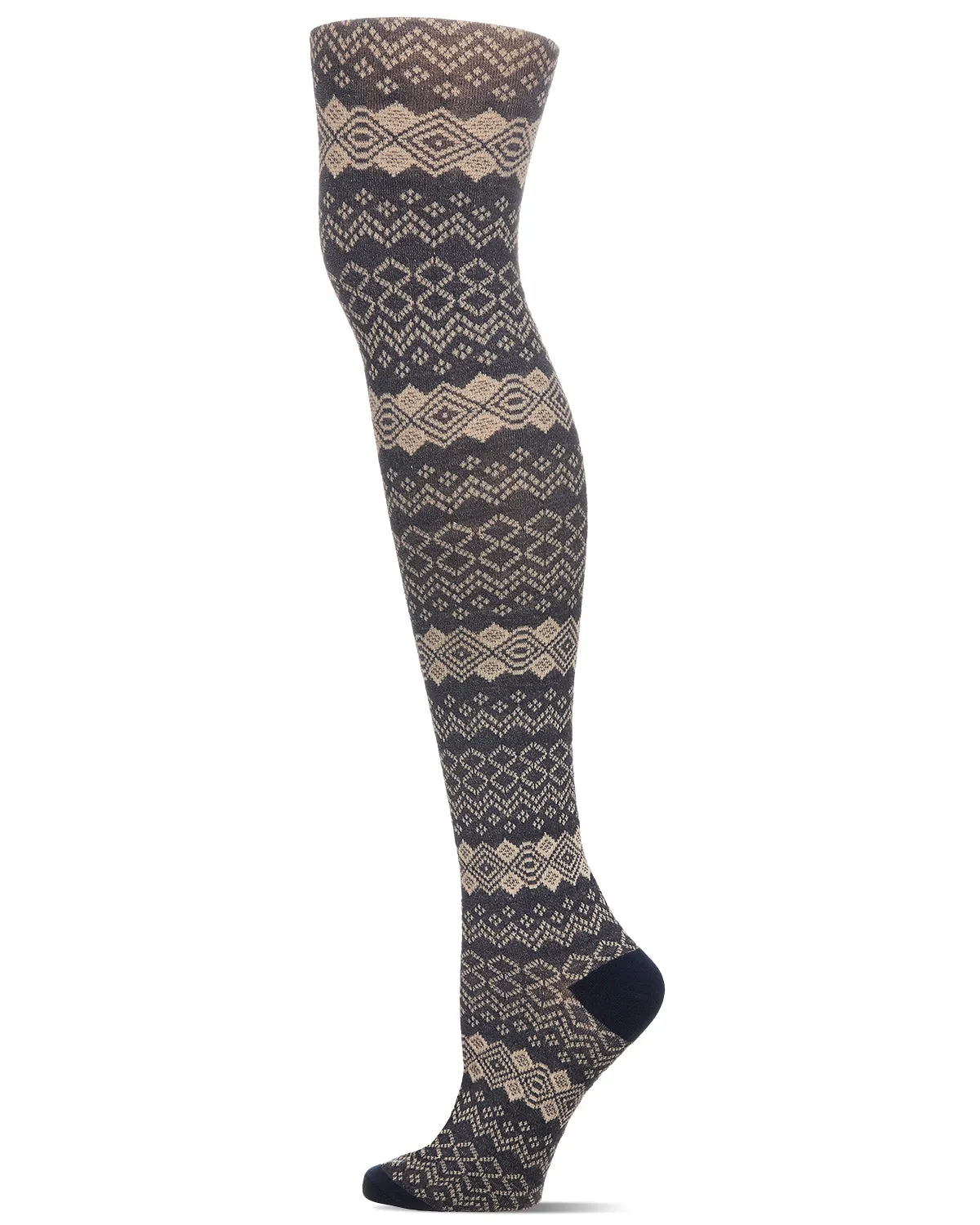 Horizontal Diamond Cotton Blend Sweater Tights