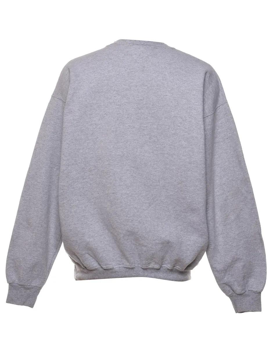 Impetus Grey & Navy Printed Sweatshirt - M