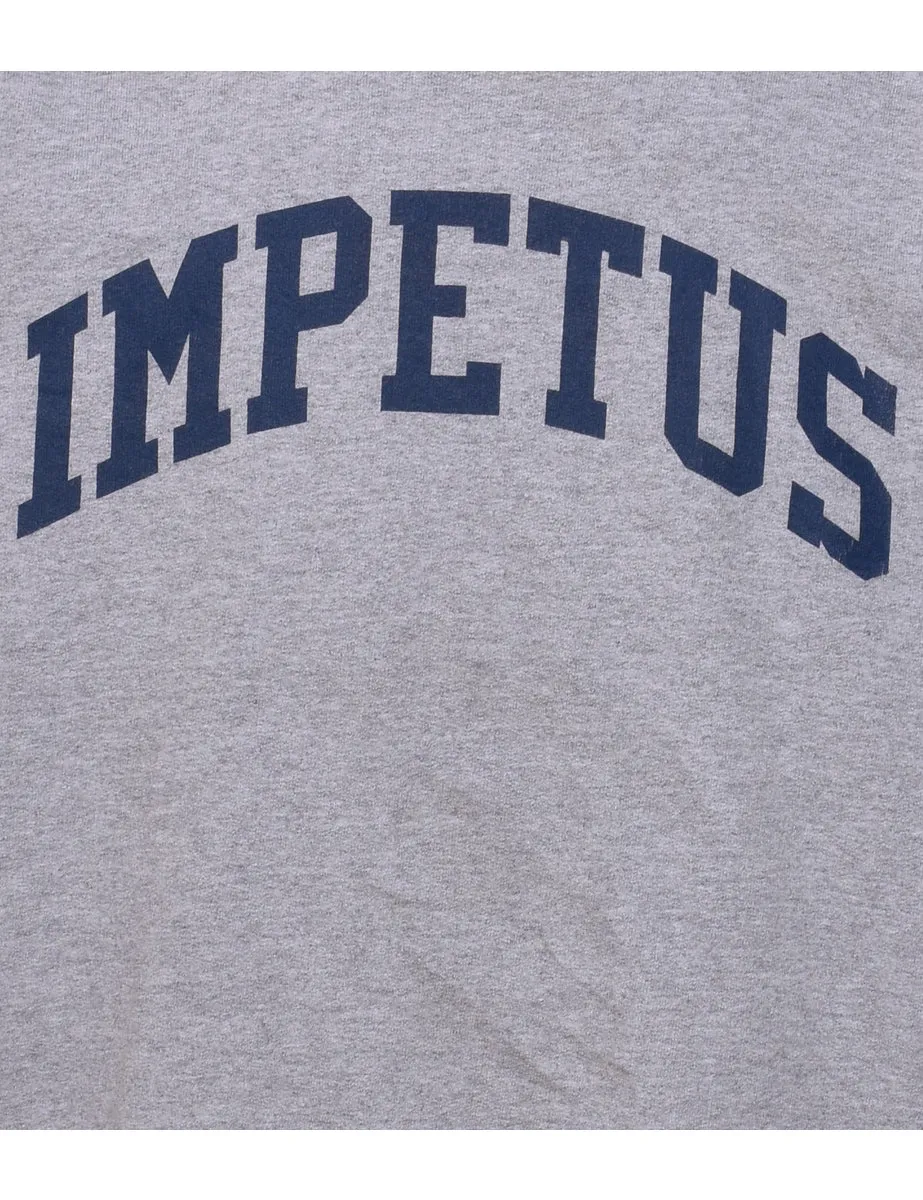 Impetus Grey & Navy Printed Sweatshirt - M