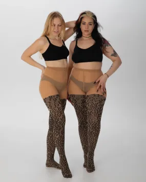 Knitted Leopard Curvy Super Stretch Tights