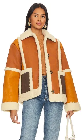 L'Academie x Marianna Millie Sherpa Jacket in Burnt Orange