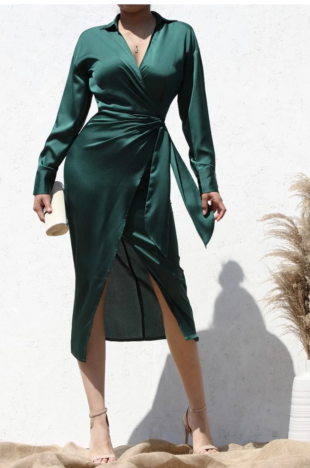 Larisa Long Sleeve Wrap Midi Dress