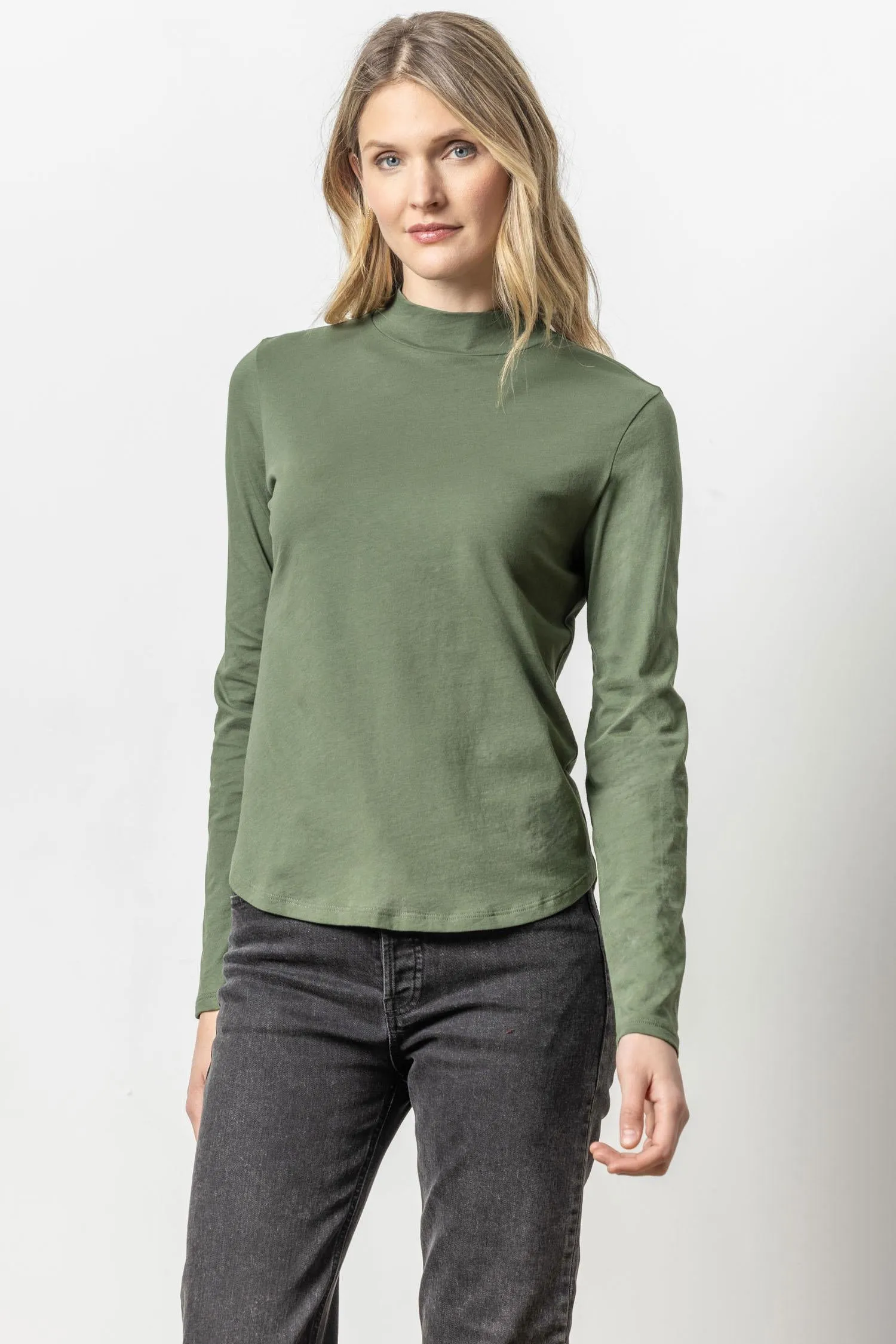 Long Sleeve Mock Neck Tee