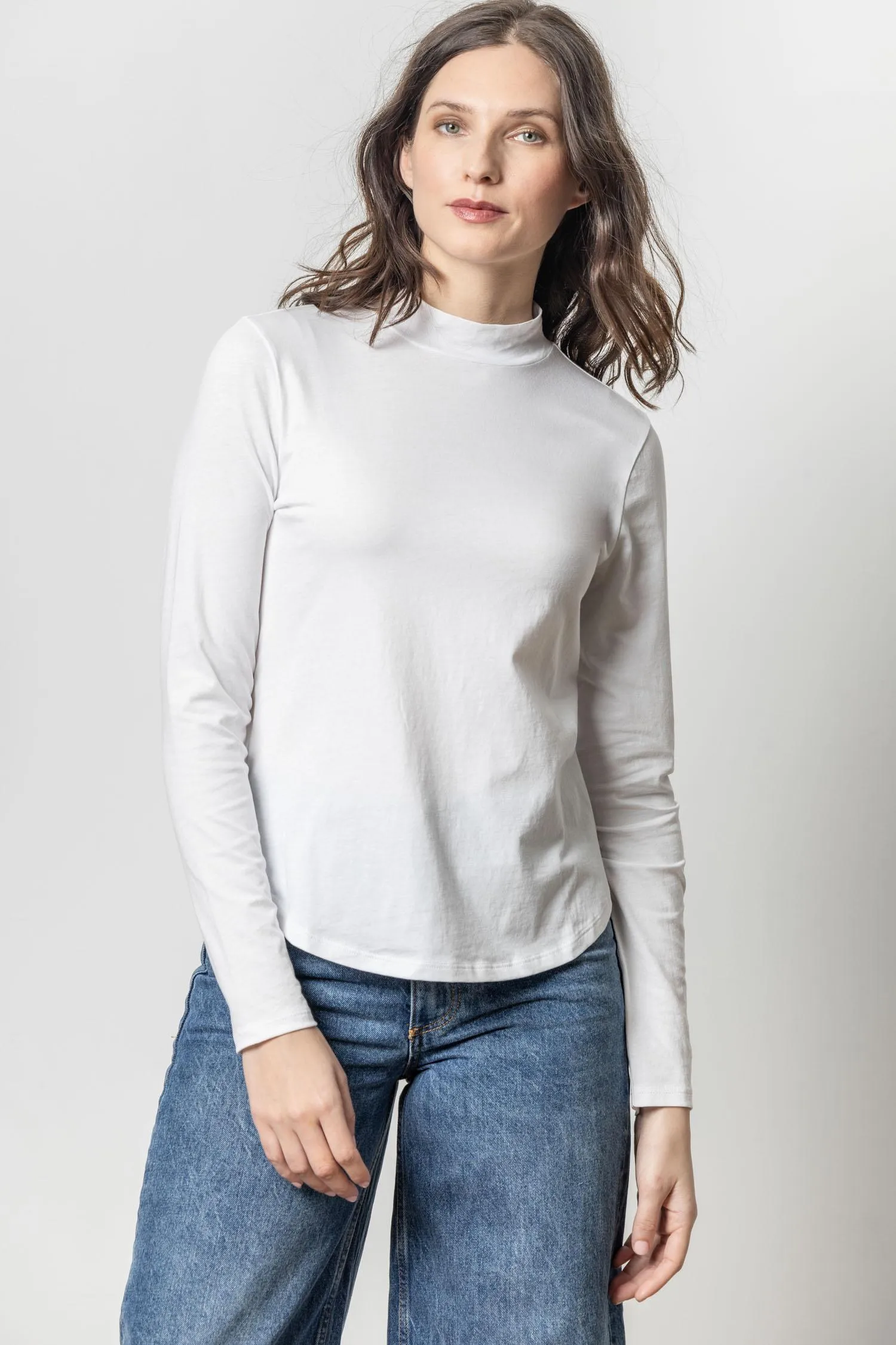 Long Sleeve Mock Neck Tee