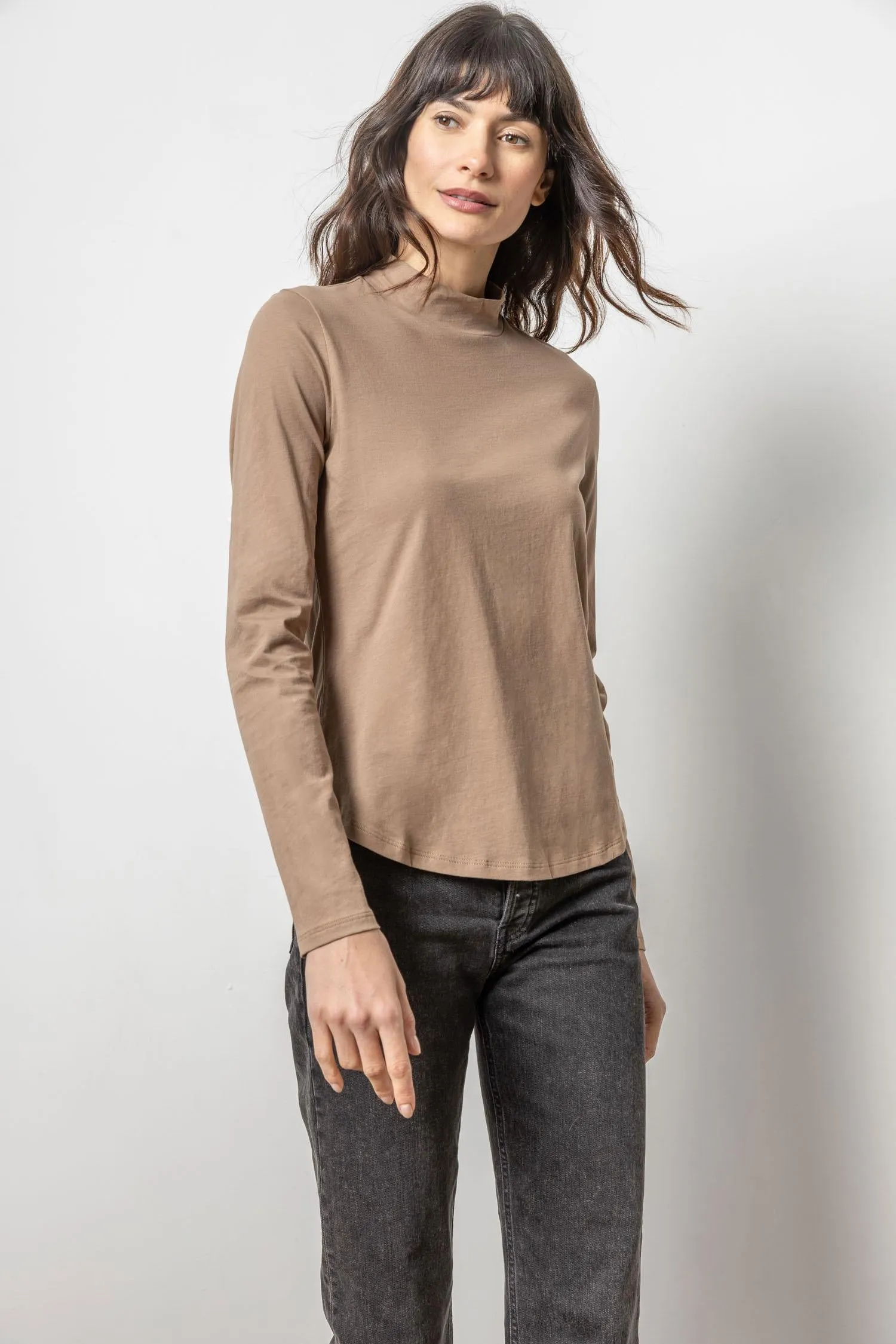 Long Sleeve Mock Neck Tee