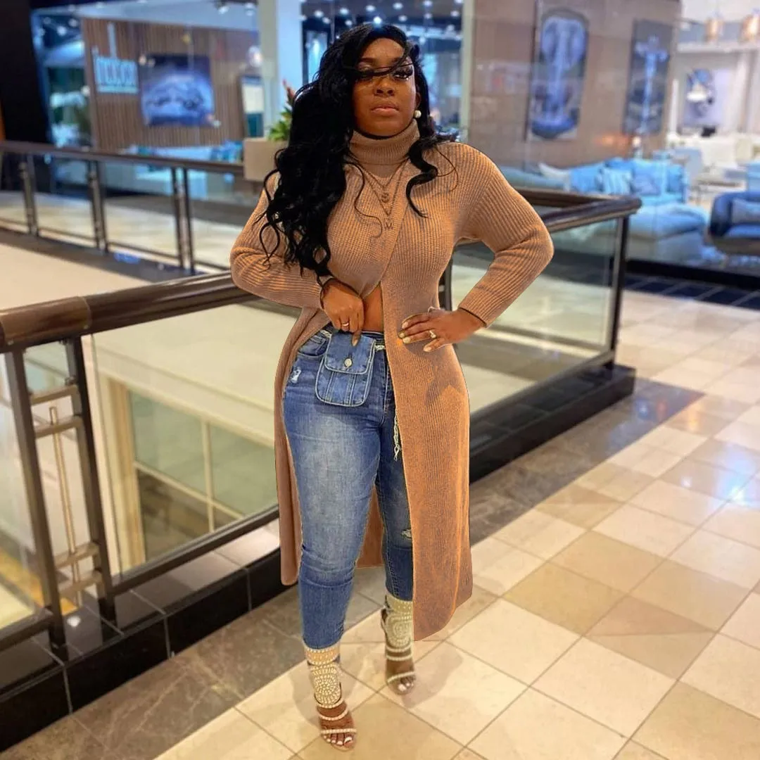 Long Sleeve Turtleneck Maxi Sweater