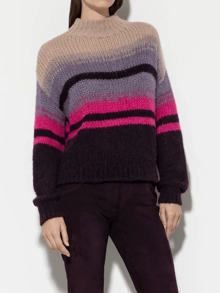 Luisa Cerano Women's Turtleneck Jumper With Stripes 108578 5905 Col 8804
