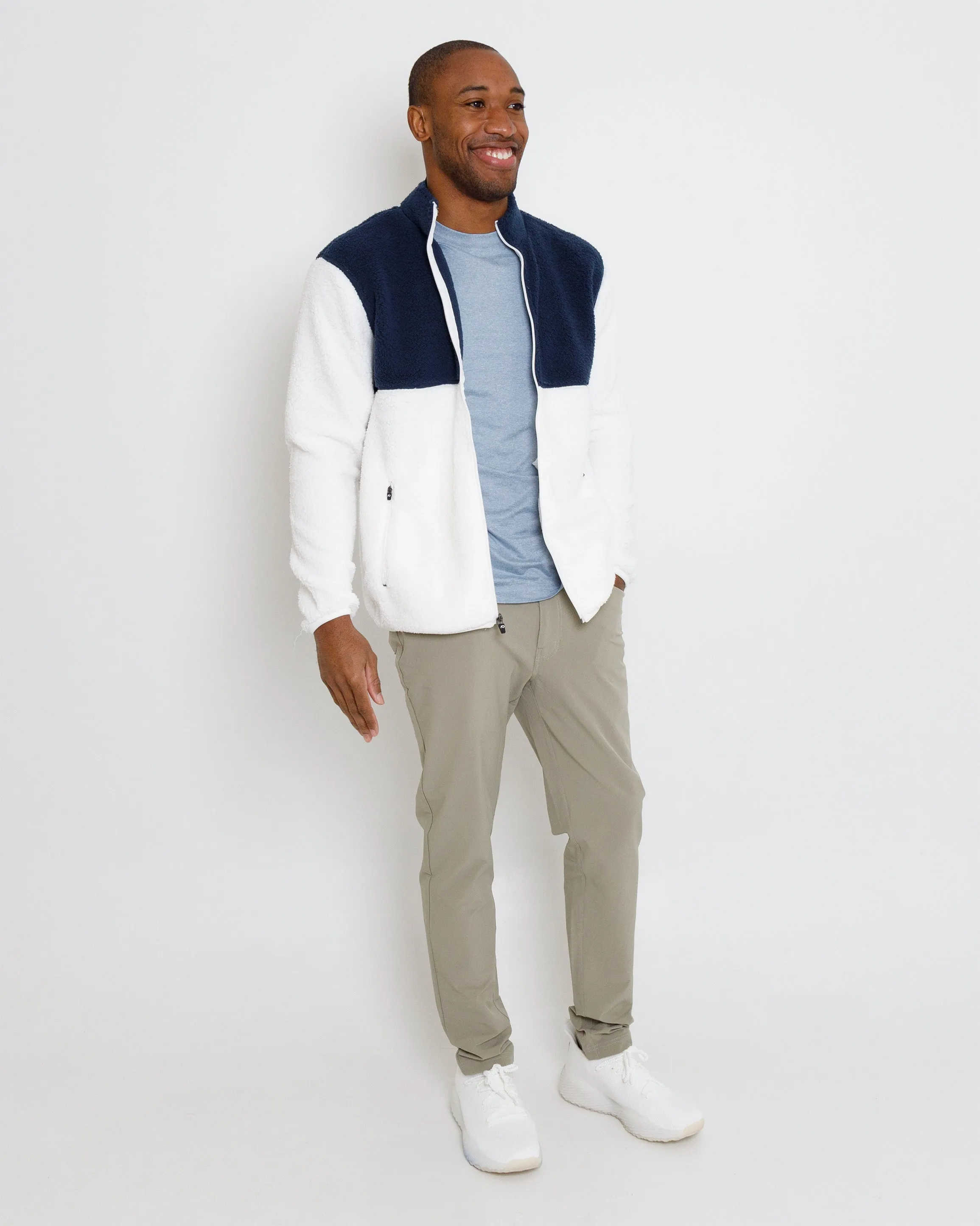 Lux Fleece - White/Navy