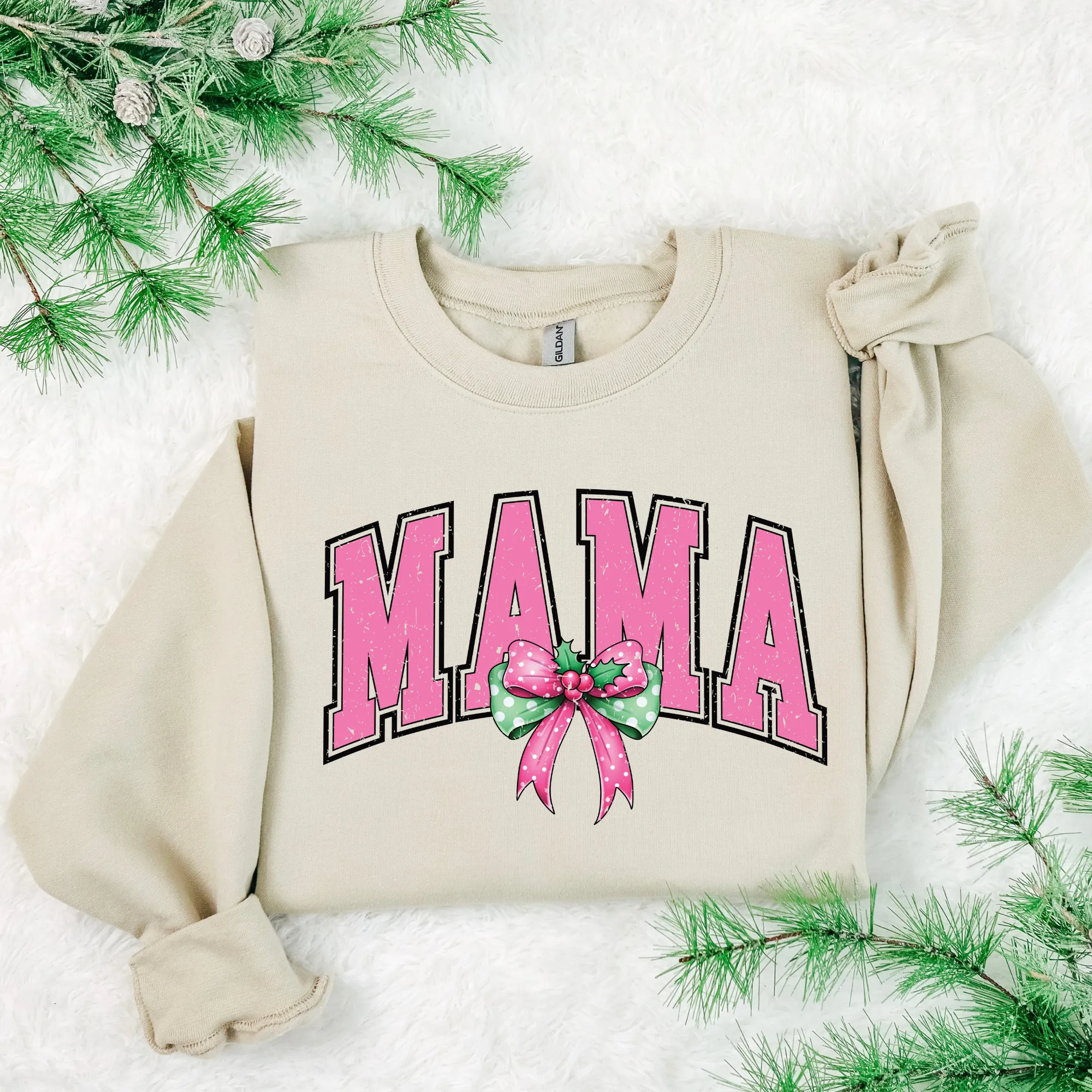 Mama Pink Christmas Varsity Sweatshirt