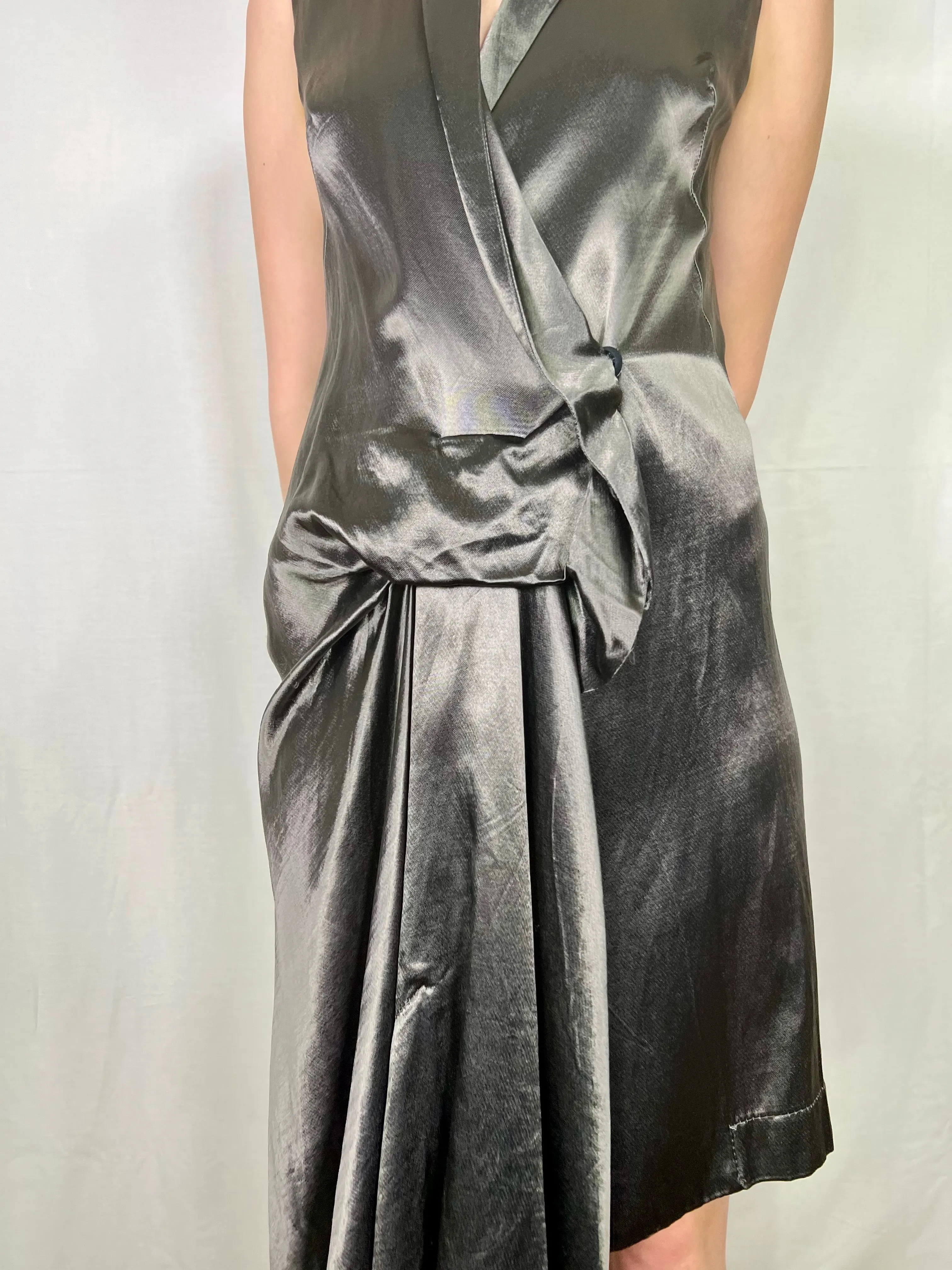 Marnie, vintage silver silk draped dress