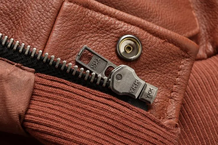 Men's Brown Genuine Leather Slim Fit Jacket