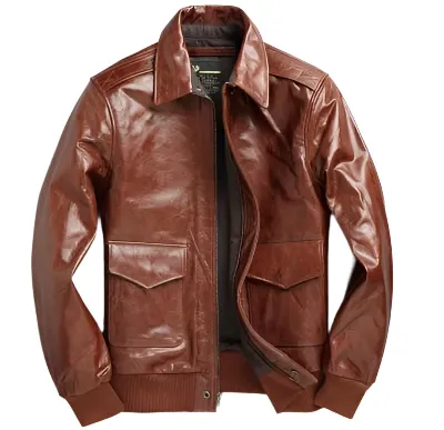 Men's Brown Genuine Leather Slim Fit Jacket