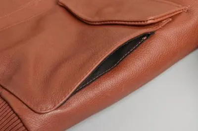 Men's Brown Genuine Leather Slim Fit Jacket