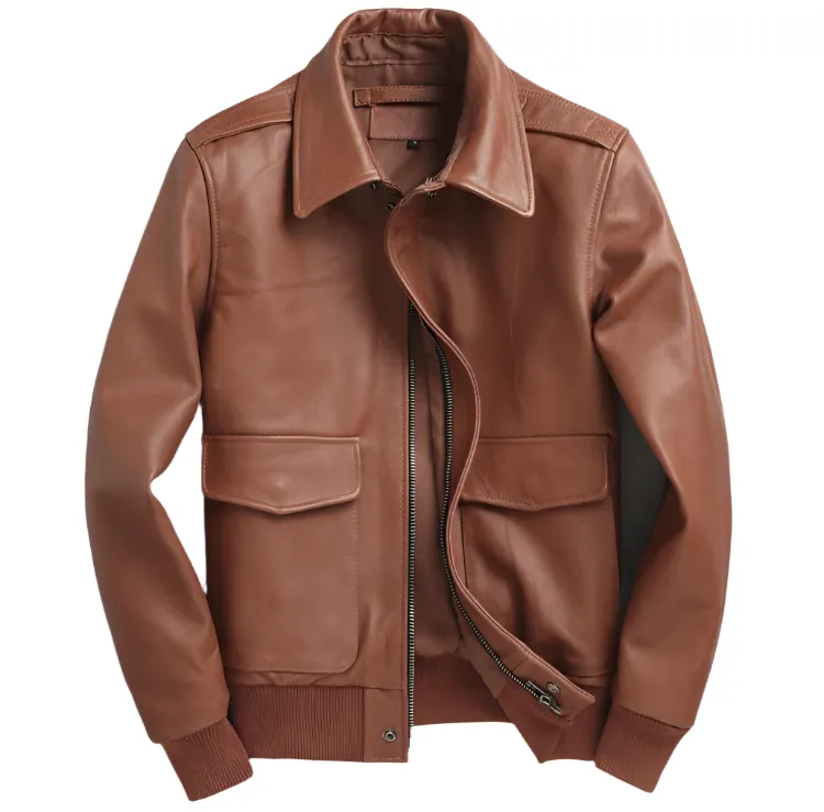 Men's Brown Genuine Leather Slim Fit Jacket