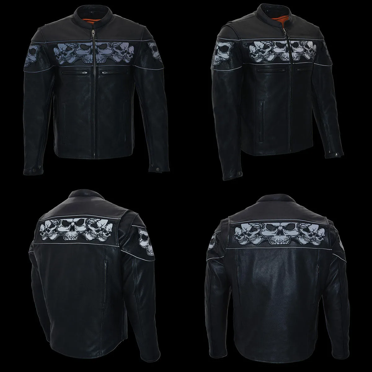Milwaukee Leather MLM1500 Men's Crossover Black Leather Scooter Jacket