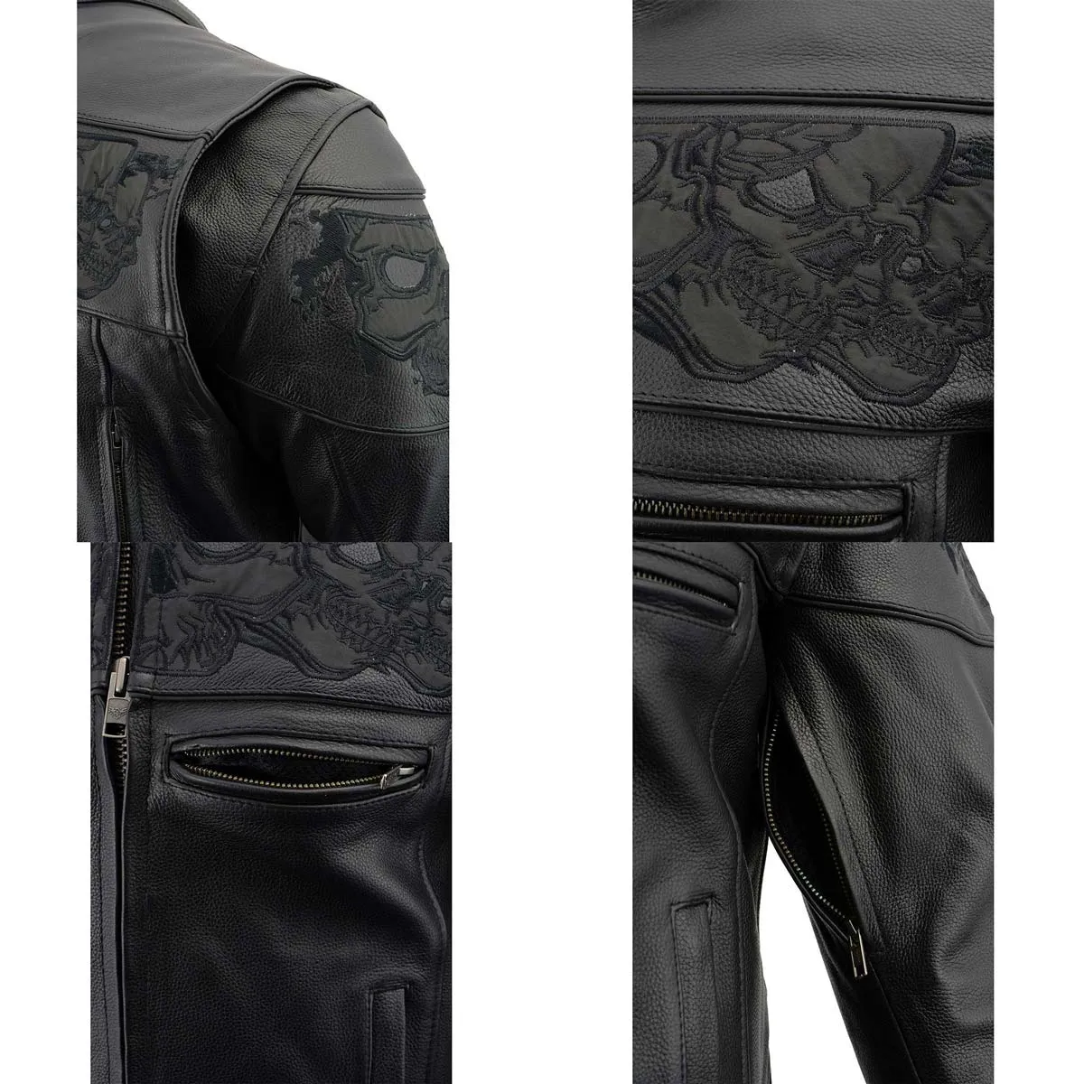 Milwaukee Leather MLM1500 Men's Crossover Black Leather Scooter Jacket