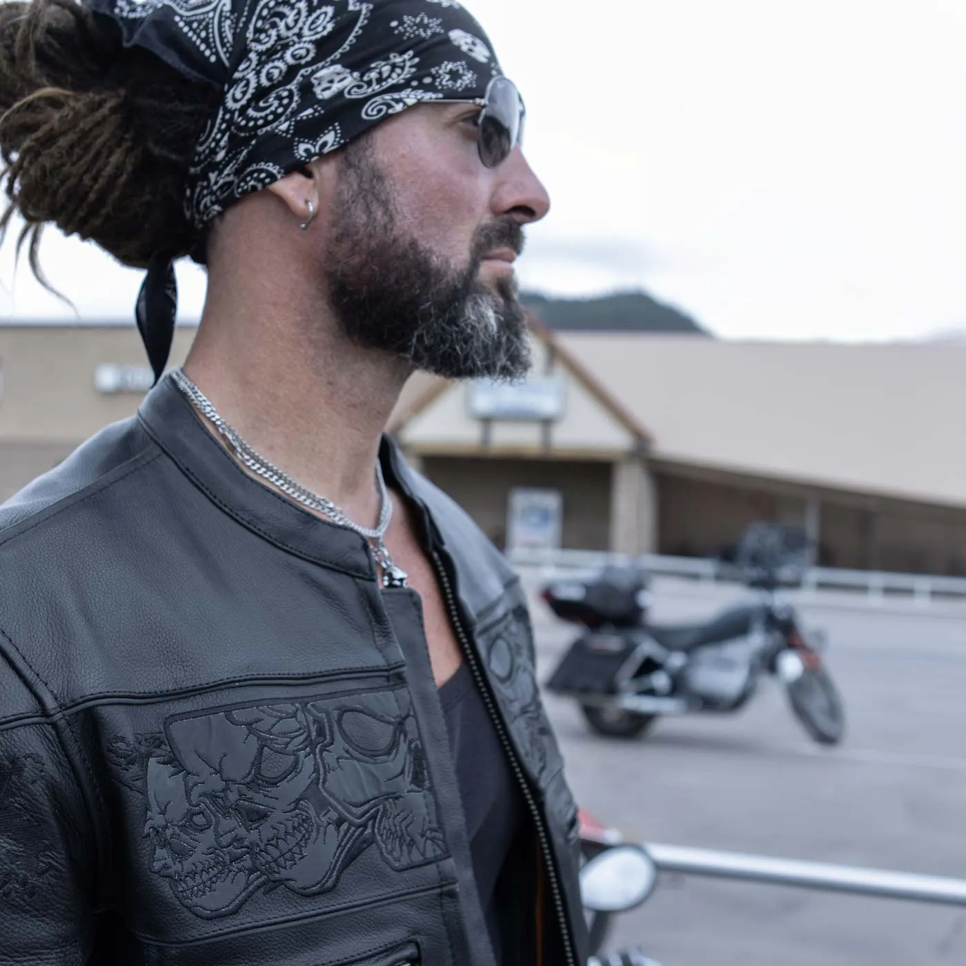 Milwaukee Leather MLM1500 Men's Crossover Black Leather Scooter Jacket
