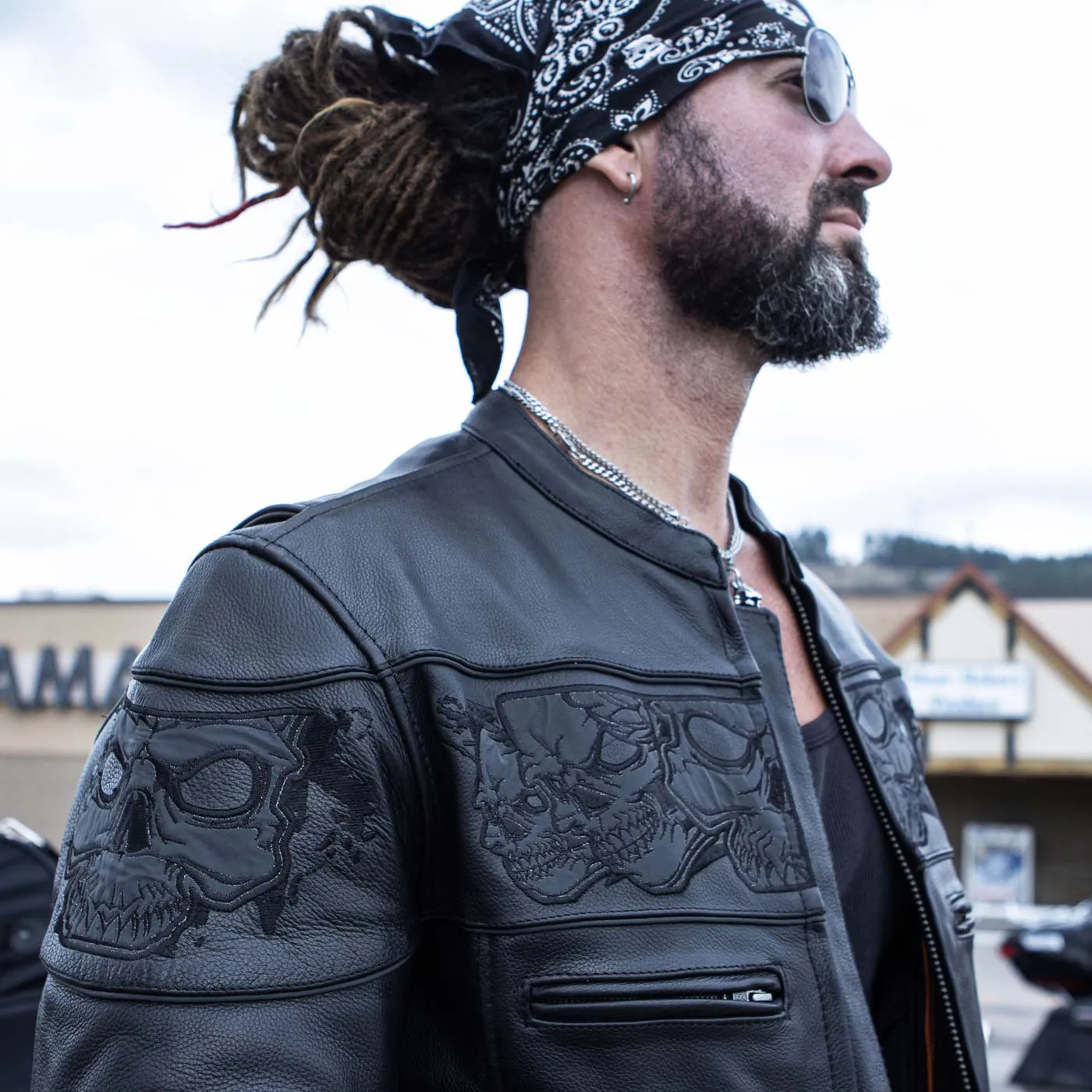 Milwaukee Leather MLM1500 Men's Crossover Black Leather Scooter Jacket