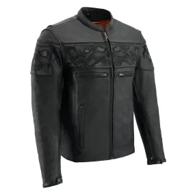 Milwaukee Leather MLM1500 Men's Crossover Black Leather Scooter Jacket