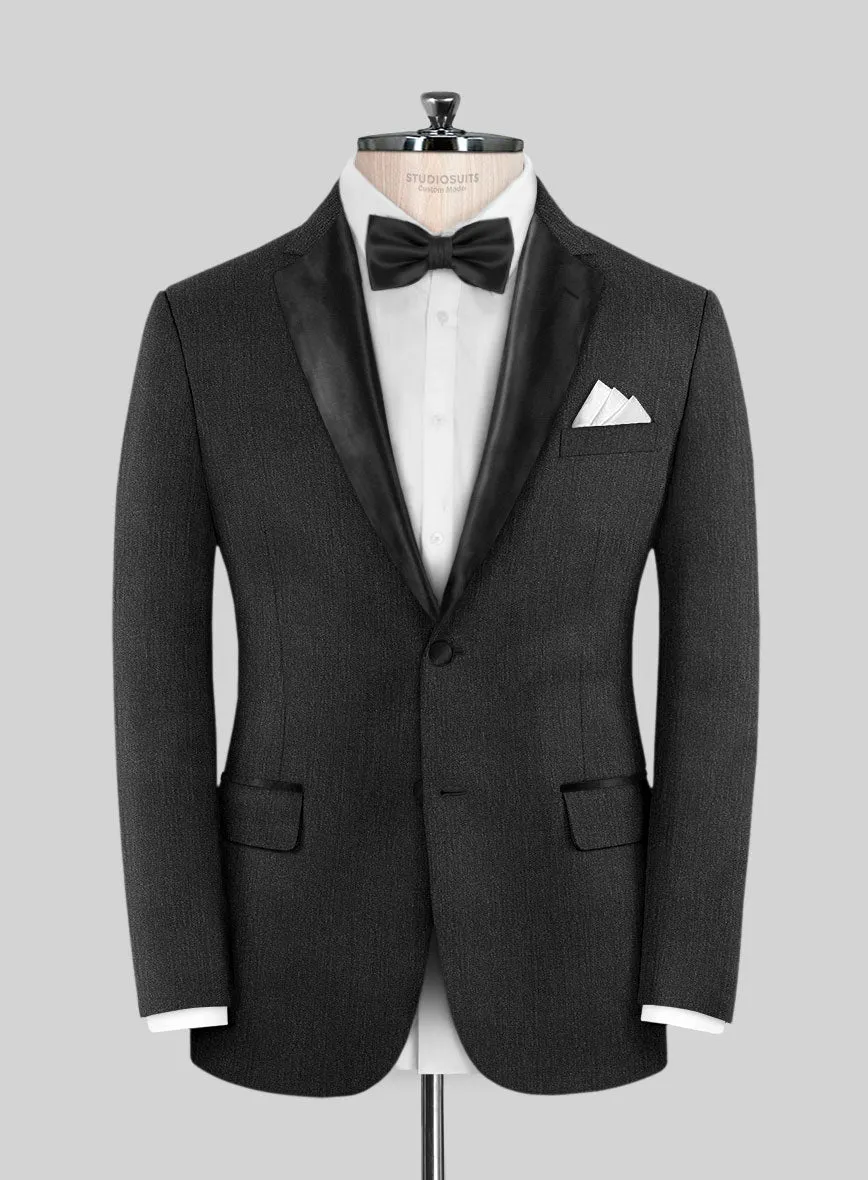 Napolean English Dark Charcoal Wool Tuxedo Jacket