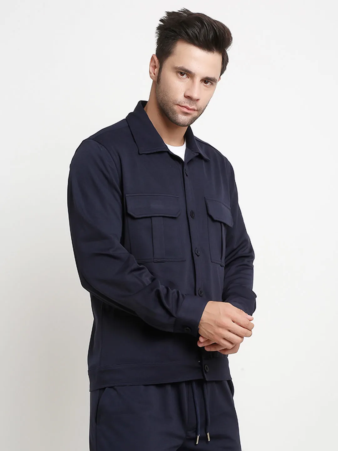 Navy Blue Cargo Utility Shacket
