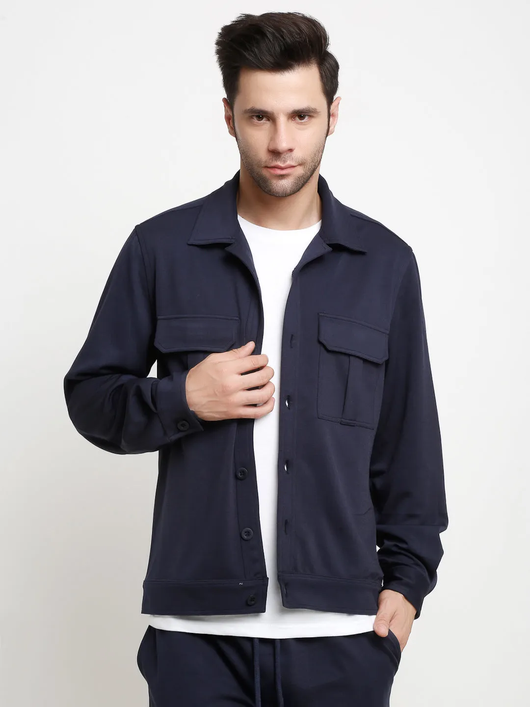Navy Blue Cargo Utility Shacket