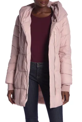 New Women's 3/4 Length french connection pillow collar puffer Jacket in Blush Pink, Sz XL! Retails $347 