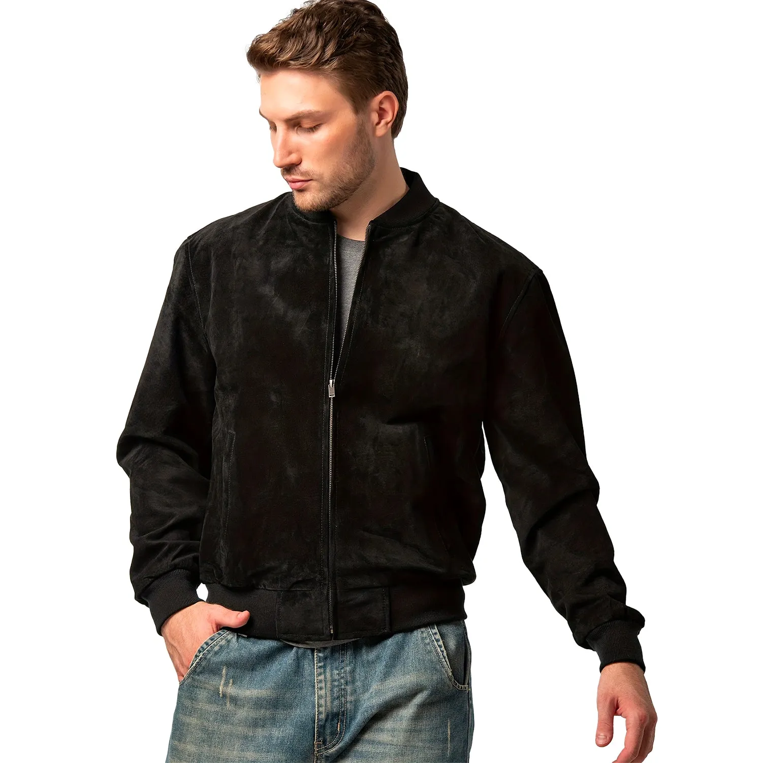 Noble Wear New York Suede Bomber Jacket