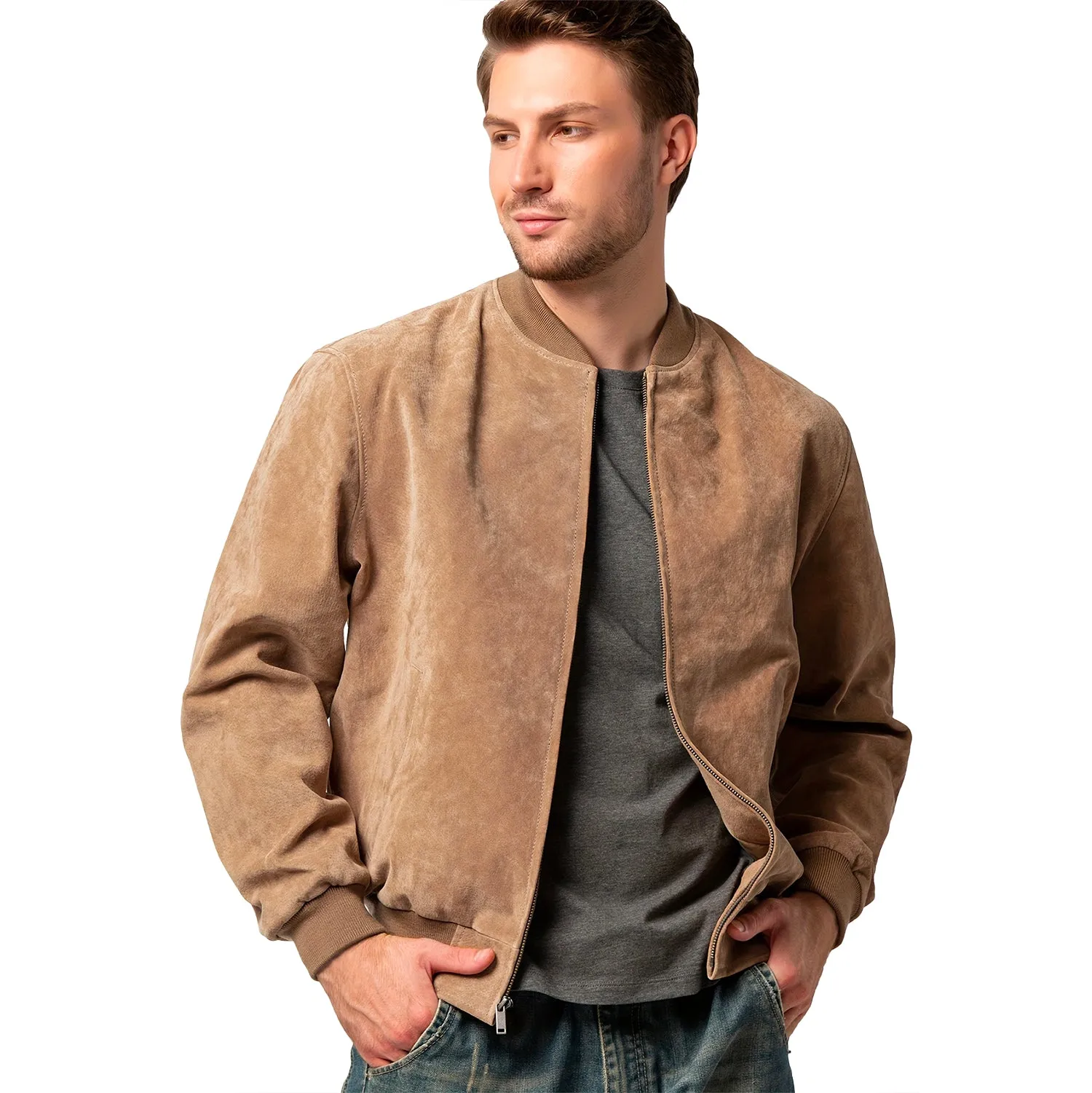 Noble Wear New York Suede Bomber Jacket