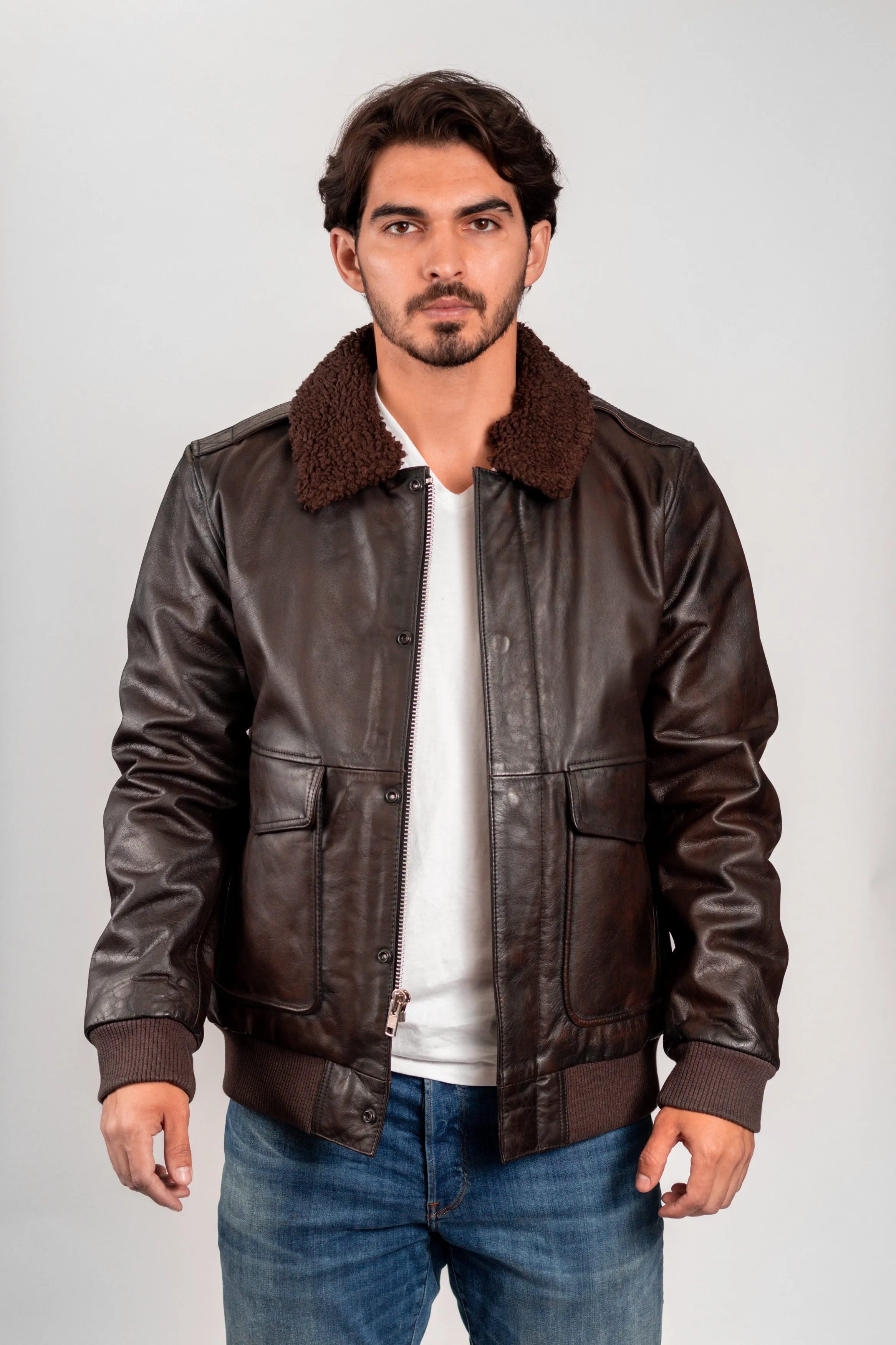 Old World Map Bomber Jacket Brown (POS)
