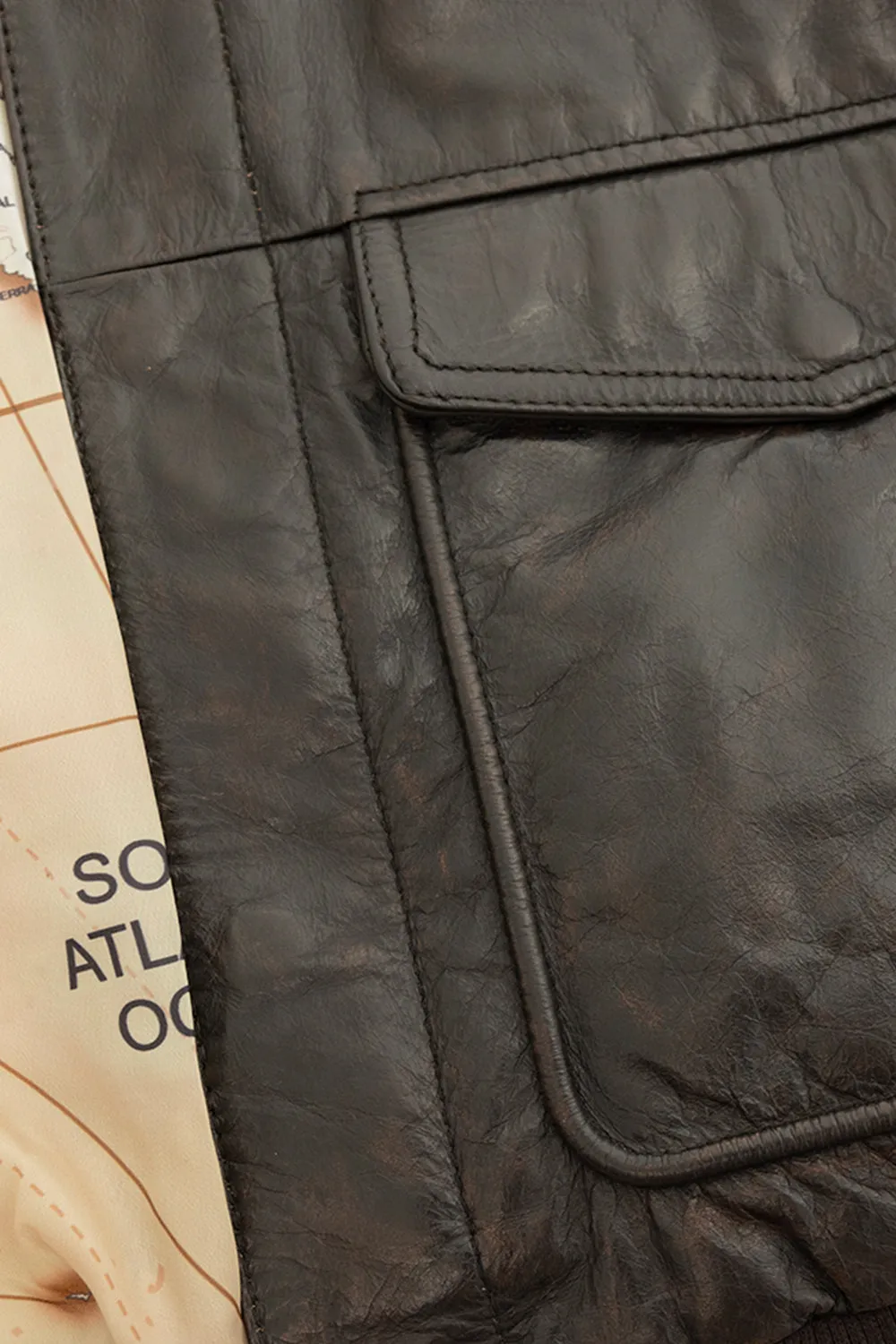 Old World Map Bomber Jacket Brown (POS)