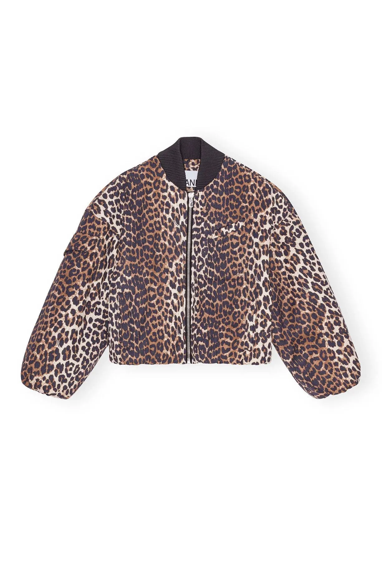 Printed Canvas Oversized Short Bomber Jacket
