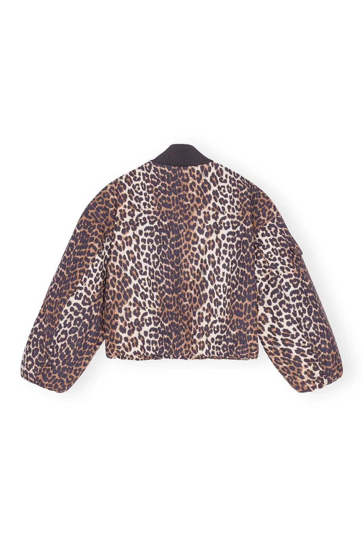 Printed Canvas Oversized Short Bomber Jacket