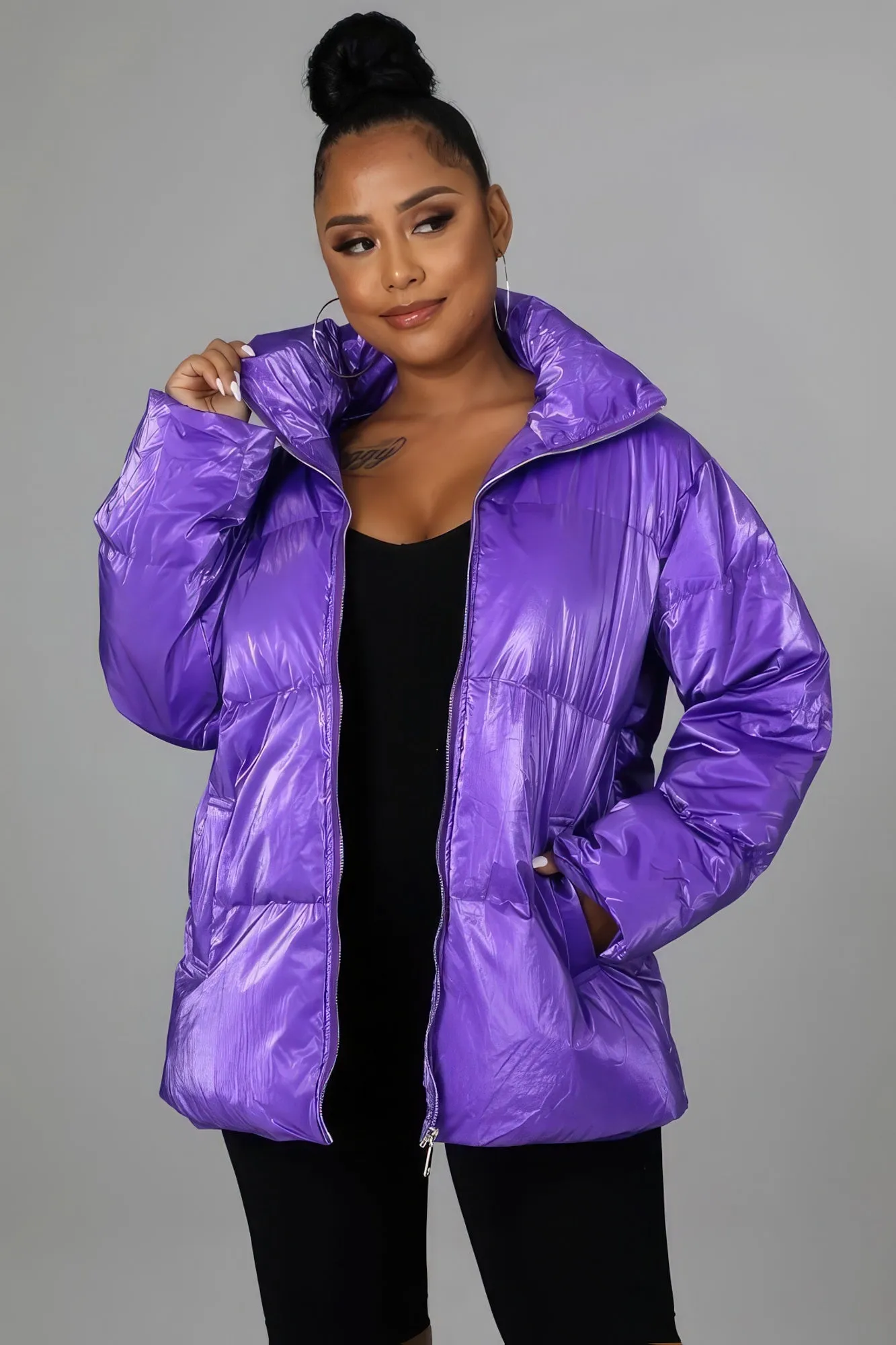 Purple Bomber Jacket-Chic & Comfortable