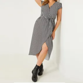 QUIZ Women's Plus Bubble Tulip Hem Wrap Midi Dress