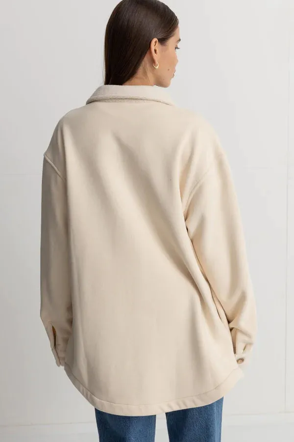 Rhythm Reverse Fleece Shacket - Natural