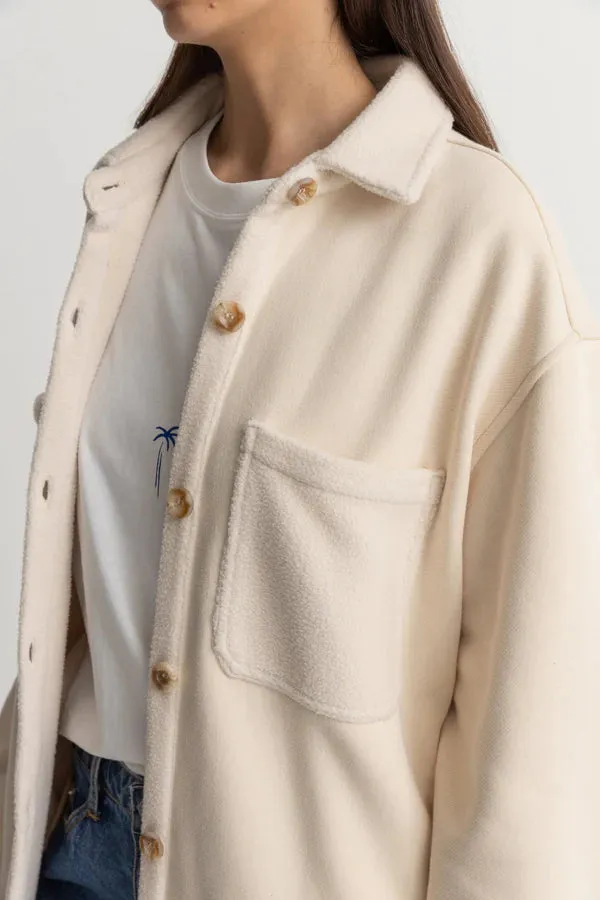 Rhythm Reverse Fleece Shacket - Natural