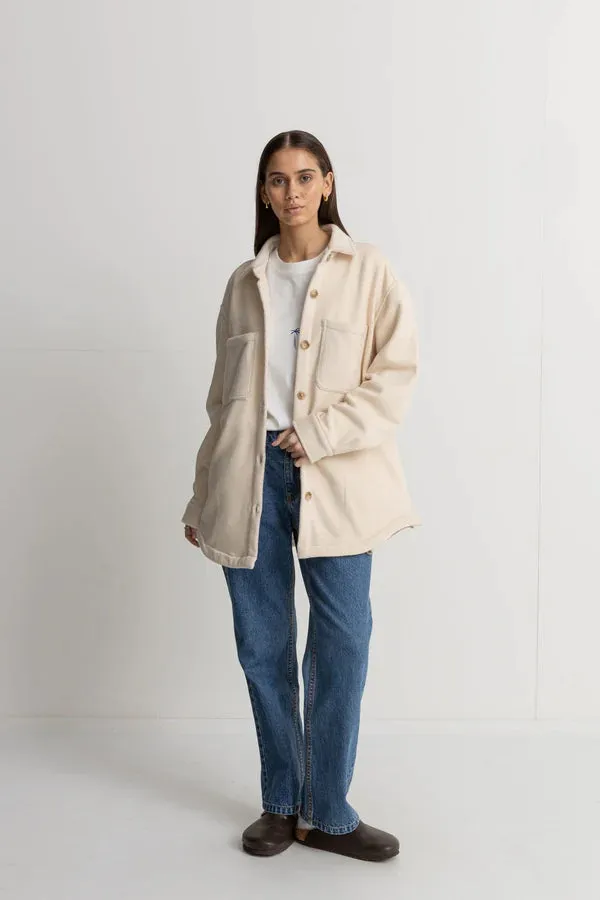 Rhythm Reverse Fleece Shacket - Natural